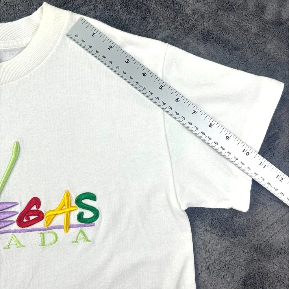 AAA Alstyle Adult Vtg T-Shirt Las Vegas Y2k Lifted Font Puff Tee‎ Shirt Nevada S